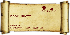 Mahr Anett névjegykártya